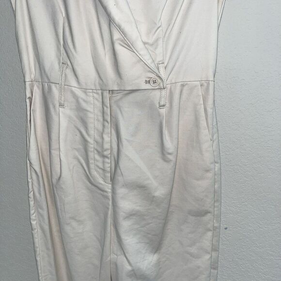 Anthropologie Eliza Utility Straight Leg Jumpsuit In Off White Size 0 - Picture 3 of 10